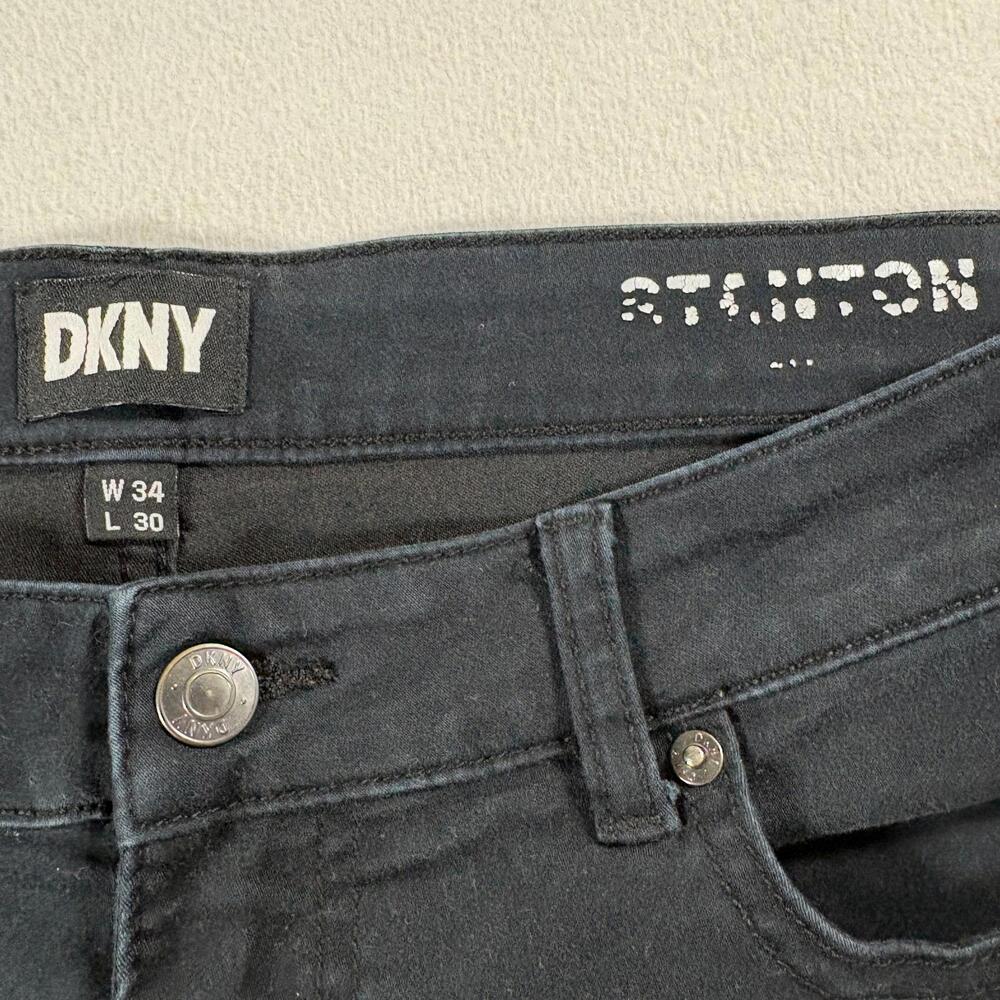 DKNY Stanton Mens 34x30 Straight Leg Black Stretch Denim Jeans Cotton Blend - Picture 4 of 9
